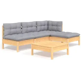 vidaXL Garten-Lounge-Set 5-tlg. grau Kiefernholz