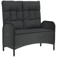 Furnicato Gartenbank mit Liegefunktion & Kissen 107cm Poly Rattan