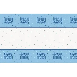 Tischdecke blau & silber Happy Birthday