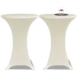 vidaXL 2 x Tischhusse für Stehtisch Stretchhusse Ø60 cm cremefarben