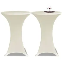 vidaXL 2 x Tischhusse für Stehtisch Stretchhusse Ø60 cm cremefarben