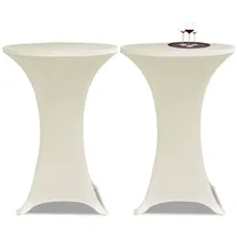 vidaXL 2 x Tischhusse für Stehtisch Stretchhusse Ø60 cm cremefarben