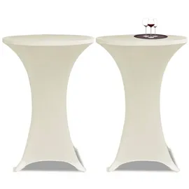 vidaXL 2 x Tischhusse für Stehtisch Stretchhusse Ø60 cm cremefarben