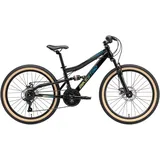Bikestar MTB Vollstahl 21fach 24 Zoll schwarz/benzin schwarz, 33 CM