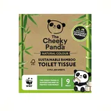 The Cheeky Panda Bambus Toilettenpapier - 9 Rollen ungebleichtes Toilettenpapier | Plastikfreie Verpackung und nachhaltiges Toilettenpapier | 100% kompostierbar