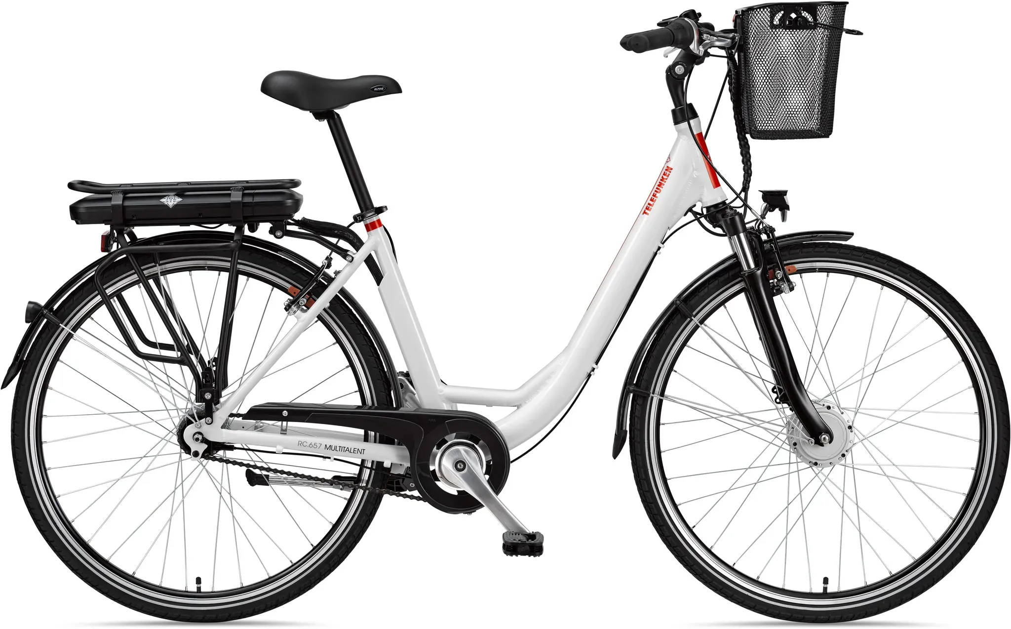 E-Bike TELEFUNKEN "RC657 Multitalent" E-Bikes Gr. 49 cm, 28 Zoll (71,12 cm), weiß E-Bikes Pedelec