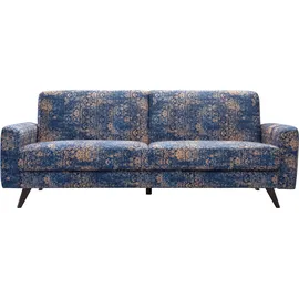 exxpo - sofa fashion 3-Sitzer EXXPO - SOFA FASHION "Side, toller Sitz- & Liegekomfort, Schlafsofa. Breite 222cm. hoher Fuß", blau, B:222cm H:89cm T:93cm, Sofas, mit Schlaffunktion, Bettkasten und hohe Holzfüße, Solitärmöbel
