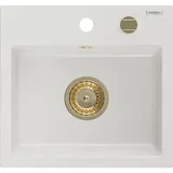 Mexen Milo Granitspüle 1-beckig 435 x 410 mm, weiß, Siphon - 6505441000-20-G