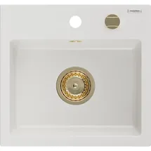 Mexen Milo Granitspüle 1-beckig 435 x 410 mm, weiß, Siphon - 6505441000-20-G