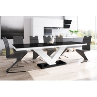 designimpex Esstisch Design Tisch HE-999 Schwarz / Weiß Hochglanz ausziehbar 160 bis 256 cm schwarz|weiß