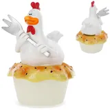 alles-meine.de GmbH große Spardose - lustiges Huhn mit Gabel/Suppenhuhn - stabile Sparbüchse aus Kunstharz/Polyresin - Trinkgeld Restaurant - Gutschein/Sparschwein - fü..