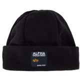 Alpha Industries Label Fleece Beanie Minimalistisches Unisex Beanie Black