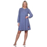 normann Frottee Nachthemd langarm Bündchen - 82088 in blau | 52-54