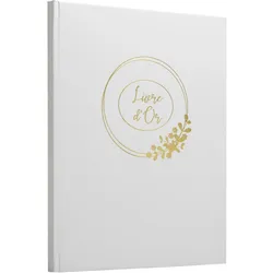 Exacompta 47632E Gästebuch, 100 Seiten, Goldschnitt, Ringflower - Weiß
