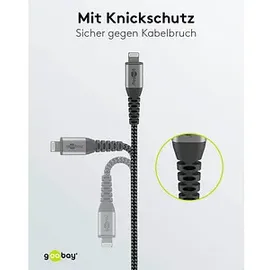 goobay USB-C auf Lightning 0,5 m Grau/Schwarz