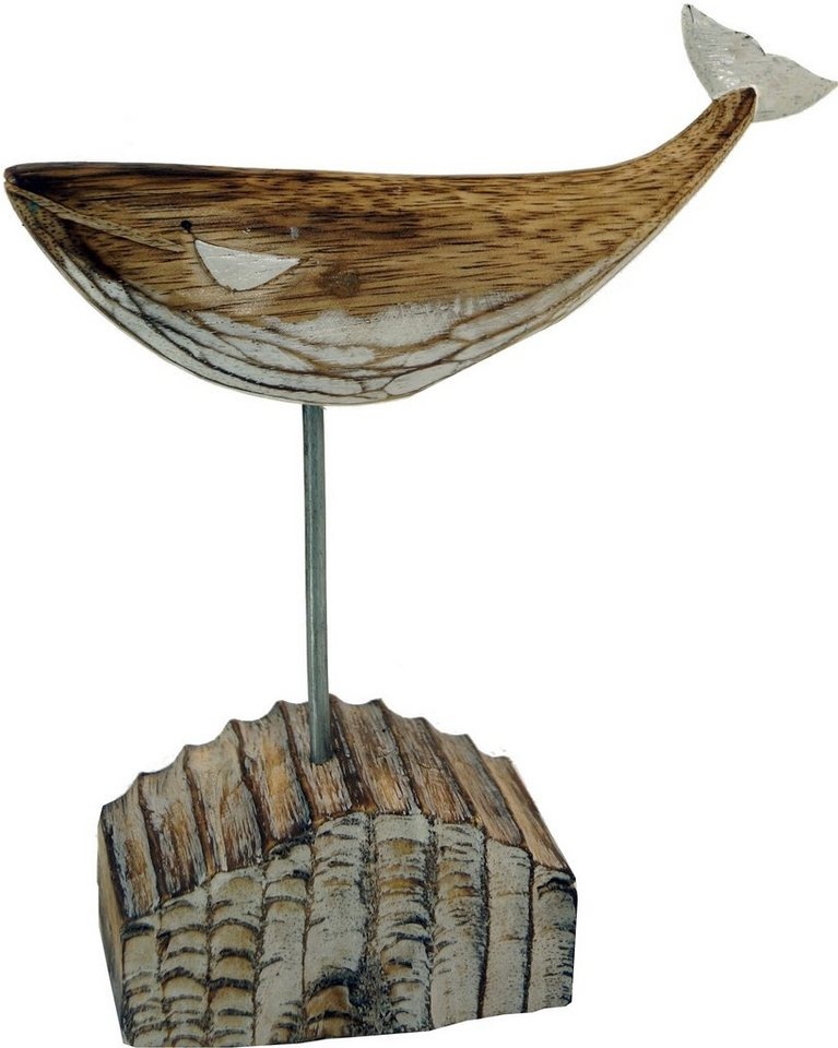 Guru-Shop Dekofigur Geschnitzte Holzfigur Wal, Moby Dick 1, auf.. braun 20 cm x 24 cm x 7 cm