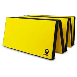 JEFlex - Gelb Schwarze klappbare Weichbodenmatte & Turnmatte 250 x 100 x 8 cm MADE IN GERMANY/faltbare Gymnastikmatte/platzsparende Fitnessmatte & faltbare Yogamatte/Sportmatte für Kinderzimmer