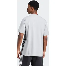 adidas Essentials 3-Streifen Single Jersey Kurzarm-T-Shirt Medium Grey Heather / Black M