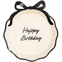 Partydeco Pappteller Happy Birthday 24 cm 6 St. Ivory/Schwarz