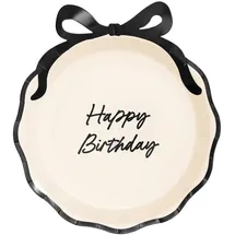 Partydeco Pappteller Happy Birthday 24 cm 6 St. Ivory/Schwarz