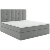 Boxspringbett KAROLINA mit Bettkasten Matratze Topper Doppelbett 140 x 200 cm (Inari 91 - hellgrau) H3