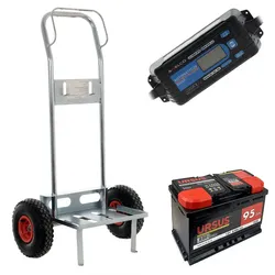 Komplettes Set: Batteriewagen Geotech + Batteria 95 Ah + Ladegerät Awelco Automatic 20