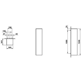 Laufen FOLIO Hochschrank 300 x 303 x 1246 cm Eiche gebürstet Glas