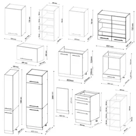 Vicco Küchenzeile Fame-Line 355 x 81,6 x 60 cm Anthrazit