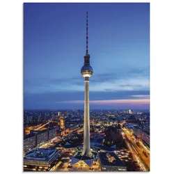 Glasbild ARTLAND "Berlin Fernsehturm", blau (farbe bild(er): blau), B:45cm H:60cm, Bilder, in verschiedenen Größen