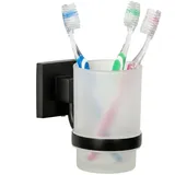 Fackelmann Glas mit Halter New York Schwarz
