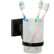 Fackelmann Glas mit Halter New York Schwarz