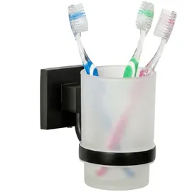 Fackelmann Glas mit Halter New York Schwarz