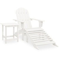 NEW® Adirondack-Gartenstuhl mit Fußstütze,Tisch Tannenholz Weiß Modernem Größe:69,5 x 147,5 x 89,5 cm Hochwertiger Möbel Neues,Gartenmöbe...