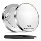 VelvetGlow 30-Fach VergrößErungsspiegel Mit Saugnapf Und Pinzette, HochpräZiser Kosmetikspiegel Zum Schminken Und Augenbrauenzupfen