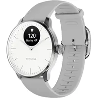 Withings ScanWatch Light 37 mm perlweiß, Sport Fluorelastomer-Armband grau/silber