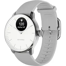Withings ScanWatch Light 37 mm perlweiß, Sport Fluorelastomer-Armband grau/silber