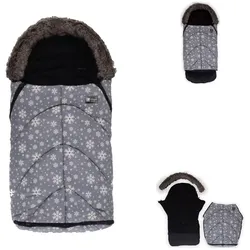 Kikkaboo Fußsack Shiny Nylon für Kinderwagen Motiv aufgedruckt Reißverschluss grau