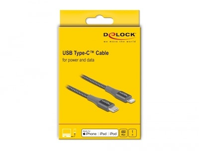 Delock Daten- und Ladekabel USB Type-C zu Lightning für iPhone, iPad grau 1 m
