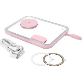 forcell Forcell, 3-in-1 Magnetische Ladestation MagSafe und Qi2 mit LED-Spiegel 15W, Rosa