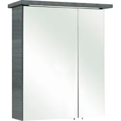 Spiegelschrank SAPHIR "Quickset 328 Badezimmer Spiegelschrank inkl. LED-Beleuchtung, 450LM", grau (graphit struktur), B:60cm H:72cm T:20cm, Spanplatte, Schränke, 60 cm breit, Graphit Struktur quer Nachbildung, inkl. Türdämpfer