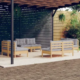 vidaXL Garten-Lounge-Set 8-tlg. grau Kiefernholz