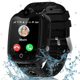 4G Smartwatch Kinder mit GPS und Telefon Videoanruf, Kinder Smartwatch mit GPS mit SIM, Smart Watch Kinder Uhr Anrufen SOS IP68 Wasserdicht Spiele Schulmodus Kamera Wecker,Geschenke für Mädchen Jungen