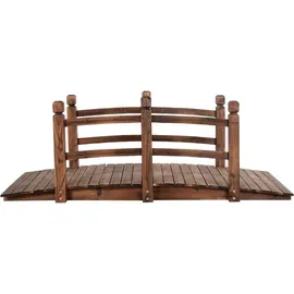 Costway Holzbrücke Gartenbrücke Teichbrücke Zierbrücke mit Geländer 150 x 67 x 55 cm Braun