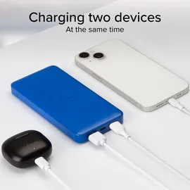 SBS Powerbank fast charge mit 10.000 mAh und 2 USB Hellblau