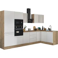 kochstation Winkelküche Florida L-Form 330 cm weiß