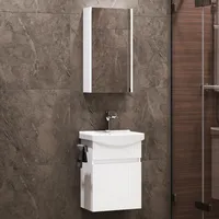 Planetmöbel Badmöbel-Set mit Spiegelschrank Wega 45cm Weiß matt