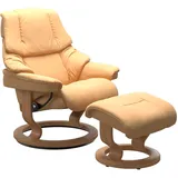 Stressless Stressless® »Reno«, (Set, Relaxsessel mit Hocker), mit Hocker, mit Classic Base, Größe S, M & L, Gestell Eiche