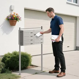 Wiltec 8er Briefkastenanlage Edelstahl weiß