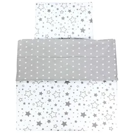 TupTam Kinder Gemusterte Bettdecken Set Ganzjahresdecke Bettdecke Kopfkissen Flachkissen 2tlg., Farbe: Graue Galaxie, Größe: 135x100 cm
