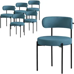 ML-Design 6er Set Esszimmerstühle Wohnzimmerstühle Küchenstühle Rückenlehne Stoff Blau